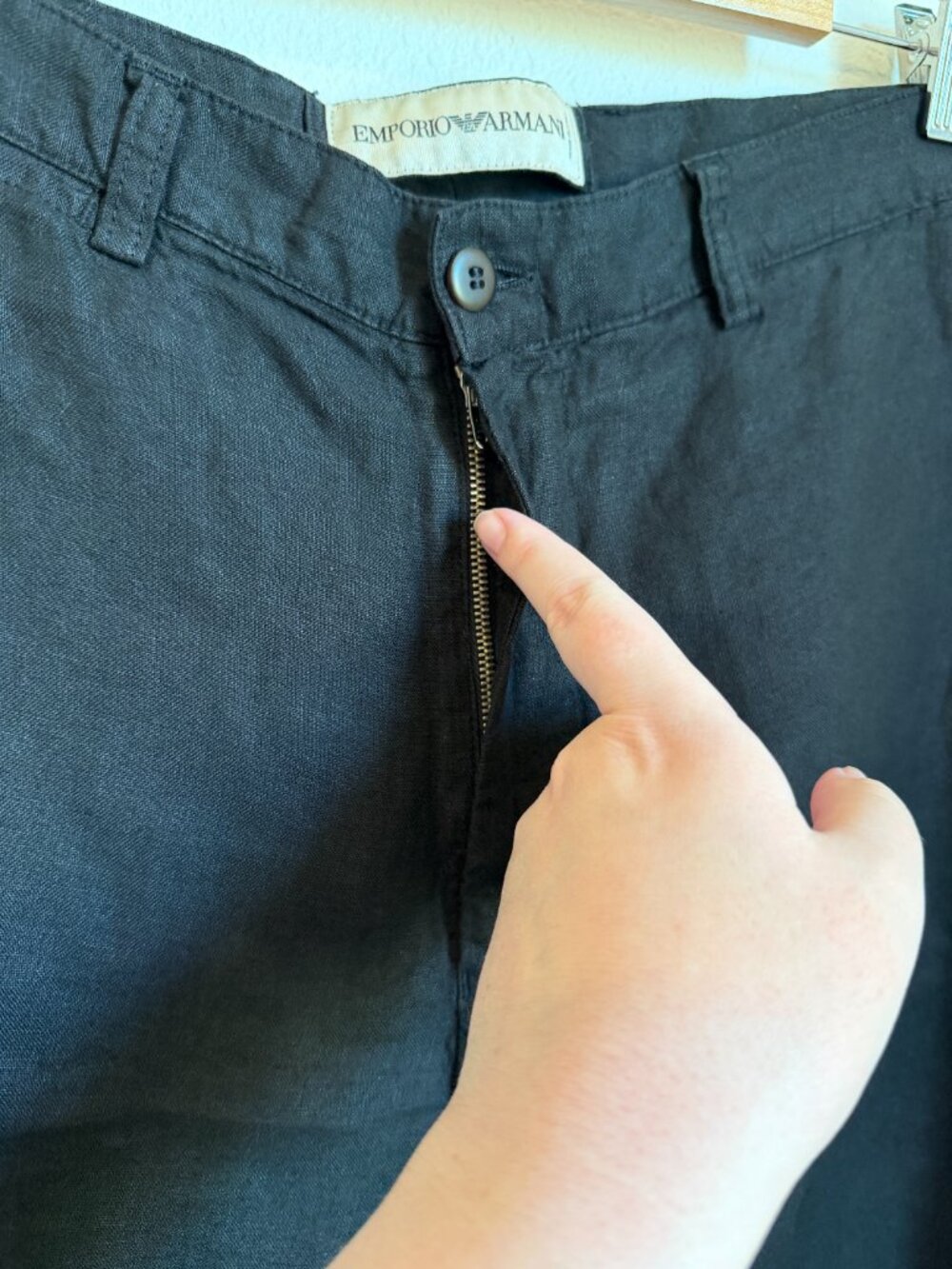 Emporio Armani Black Linen Blend Wide Leg Trousers High Rise Relaxed Fit - Picture 5 of 8